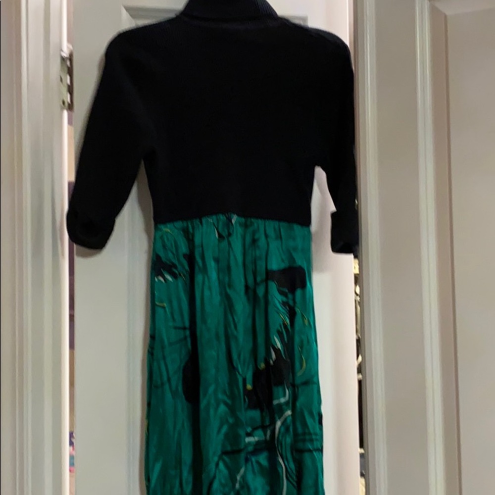 Bebe green black bubble keyhole turtleneck dress M - Picture 5 of 9